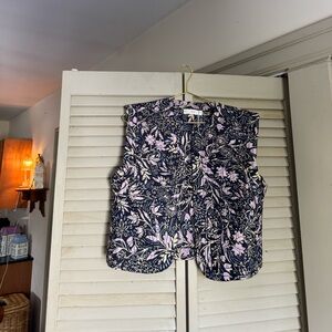 Mango Navy and Lavender quilted Floral vest